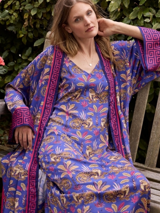 Printfresh Other - Printfresh Untamed Tiger Satin Chic to Sleep Nightie - Grape Soda,Size  Small